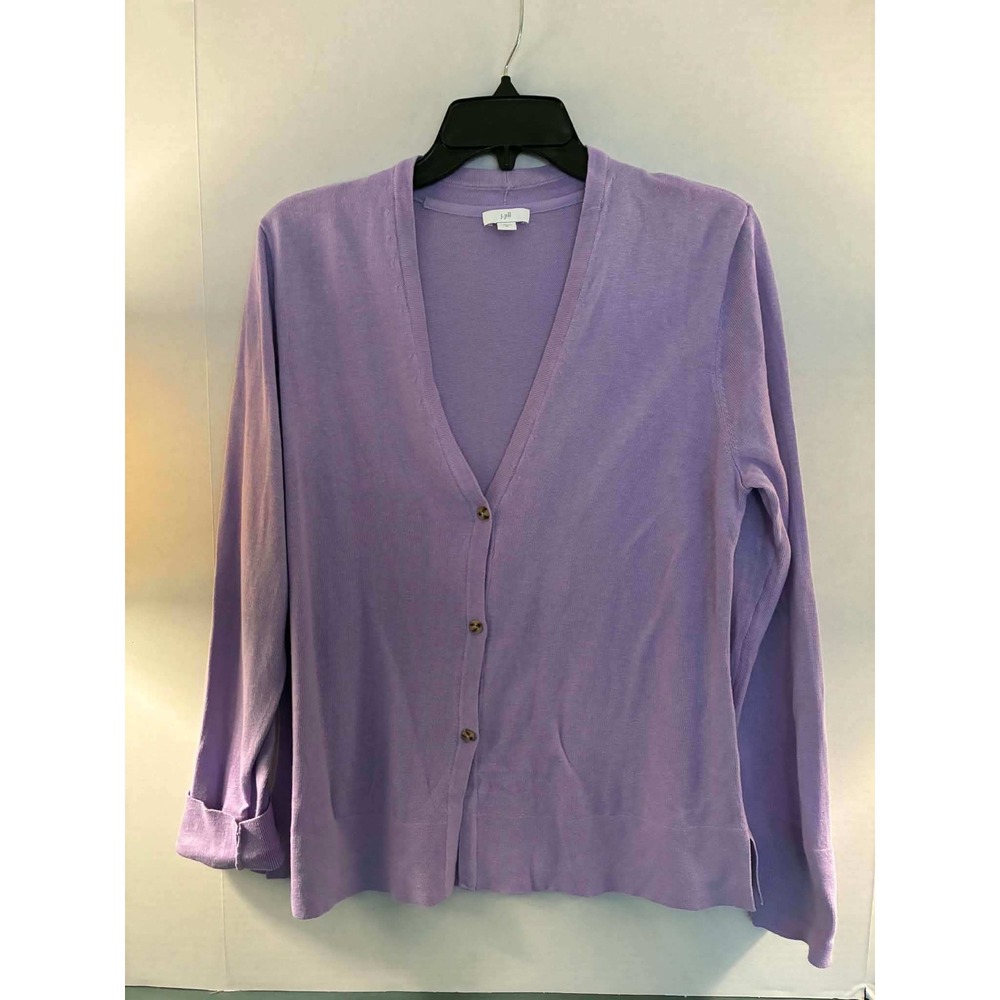 J. Jill Lavender‎ Purple Organic Cotton Viscose V-Neck Cardigan Sweater Medium